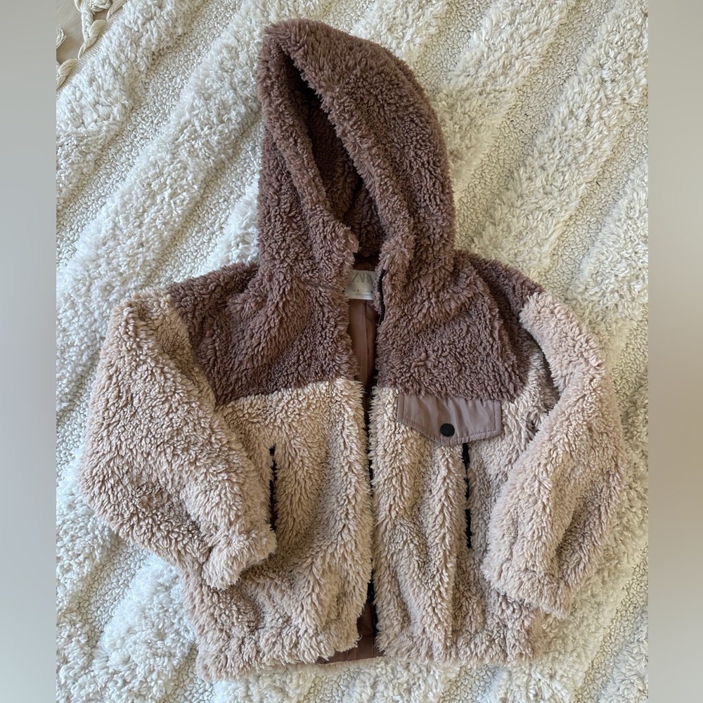 Zara Girls Two-Tone Sherpa Jacket